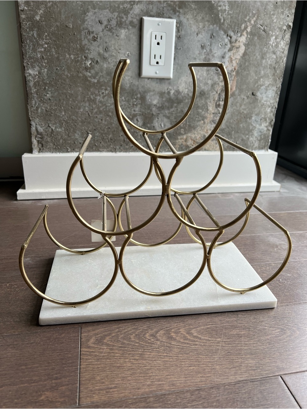 Anthropologie Gold Metal Crescent Wine Holder with Marble Base